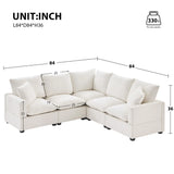 Modern L Shape Modular Sofa, 5 Seat Chenille Sectional Couch Set With 2 Pillows Included, Freely Combinable Indoor Funiture For Living Room, Apartment, Office - Furniture Home Direct