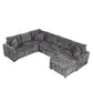 Sectional Sofa Pull-Out Sofa Bed Sleeper With A Storage Ottoman, Three Pillows And Charging Devices For Living Room - Furniture Home Direct