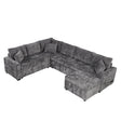 Sectional Sofa Pull-Out Sofa Bed Sleeper With A Storage Ottoman, Three Pillows And Charging Devices For Living Room - Furniture Home Direct