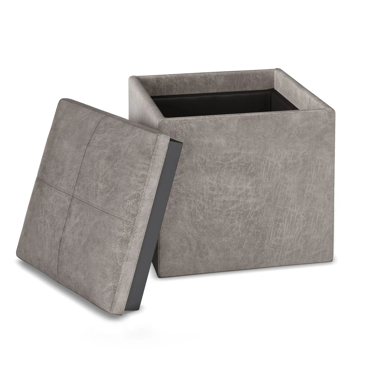 Rockwood - Upholstered Cube Storage Ottoman With Tray - Furniture Home Direct
