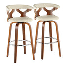 Gardenia - Mid Century Modern Fixed Height Barstool With Swivel With Round Footrest (Set of 2) - Furniture Home Direct