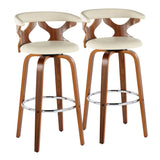 Gardenia - Mid Century Modern Fixed Height Barstool With Swivel With Round Footrest (Set of 2) - Furniture Home Direct