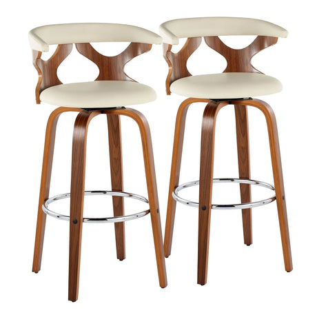 Gardenia - Mid Century Modern Fixed Height Barstool With Swivel With Round Footrest (Set of 2) - Furniture Home Direct