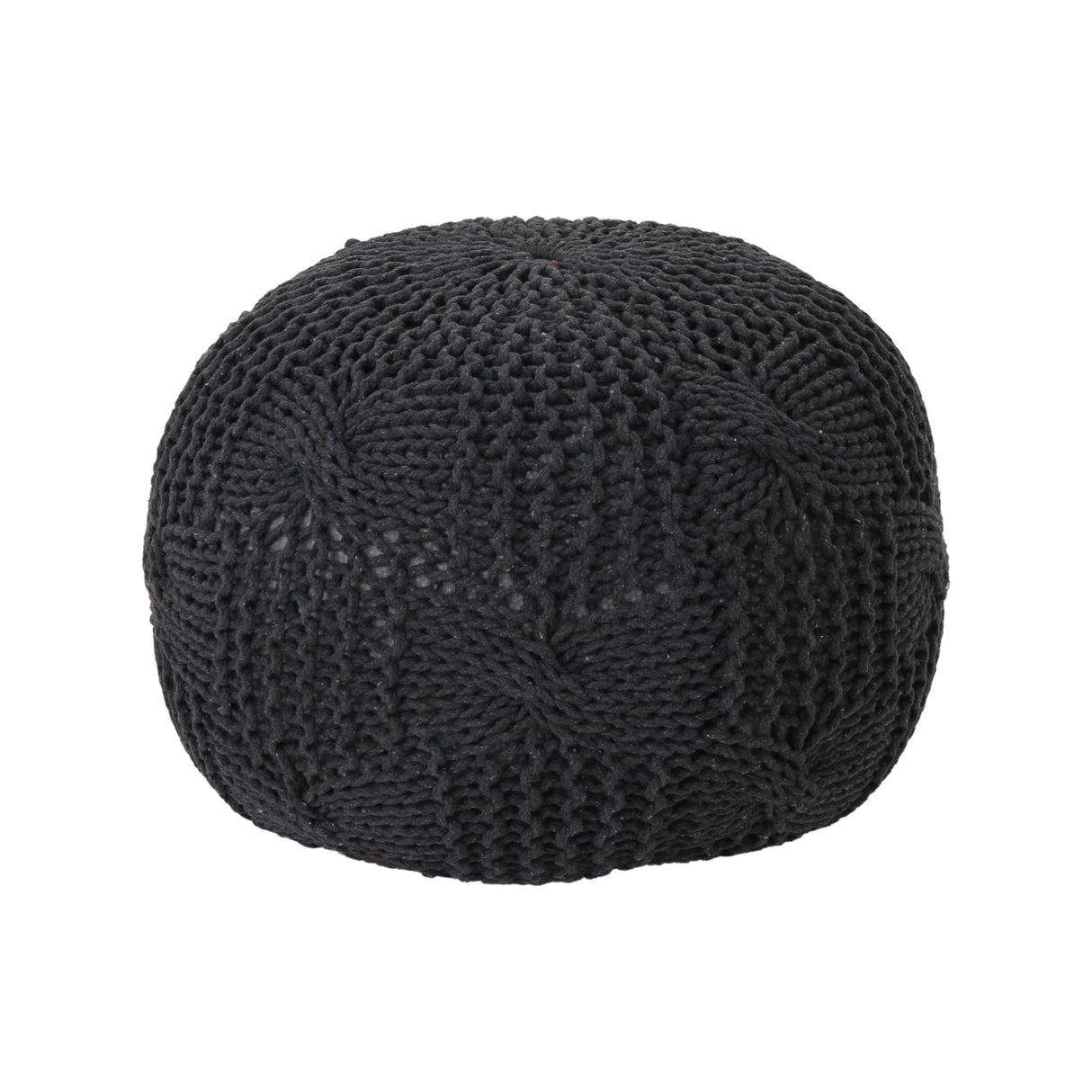 Bordeaux - Knitted Cotton Round Pouf - Furniture Home Direct