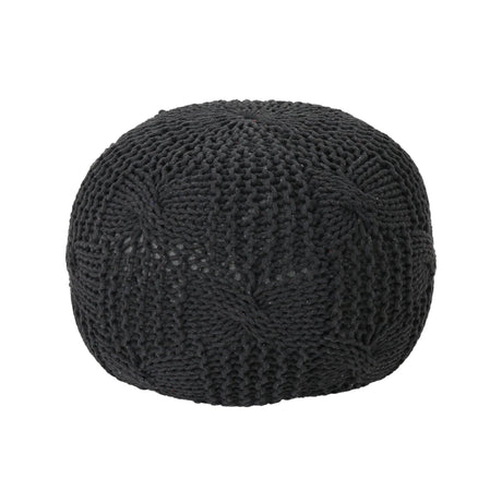 Bordeaux - Knitted Cotton Round Pouf - Furniture Home Direct