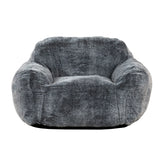 Living Room Bean Bag Sofa Chair With Memory Foam Fillings, Soft Upholstered Bean Bag Armchair - Black / Gray - Furniture Home Direct