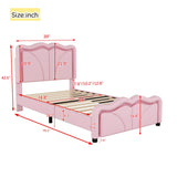 Upholstered Platform Bed & Curve Shaped And Height Adjustable Headboard, LED Light Strips - Furniture Home Direct