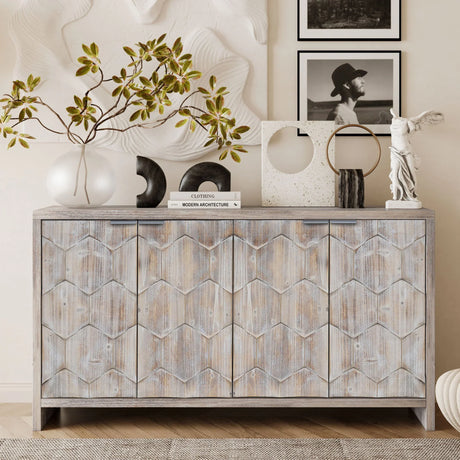 Accent Cabinet Farmhouse Style 4 Door Wooden Cabinet Sideboard Buffet Server Cabinet Storage Cabinet, For Living Room, Entryway, Hallway, Office, Kitchen And Dining Room - Furniture Home Direct