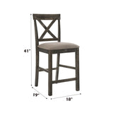 Martha II - Weathered Counter Height Chair (Set of 2) - Gray / Tan - Furniture Home Direct
