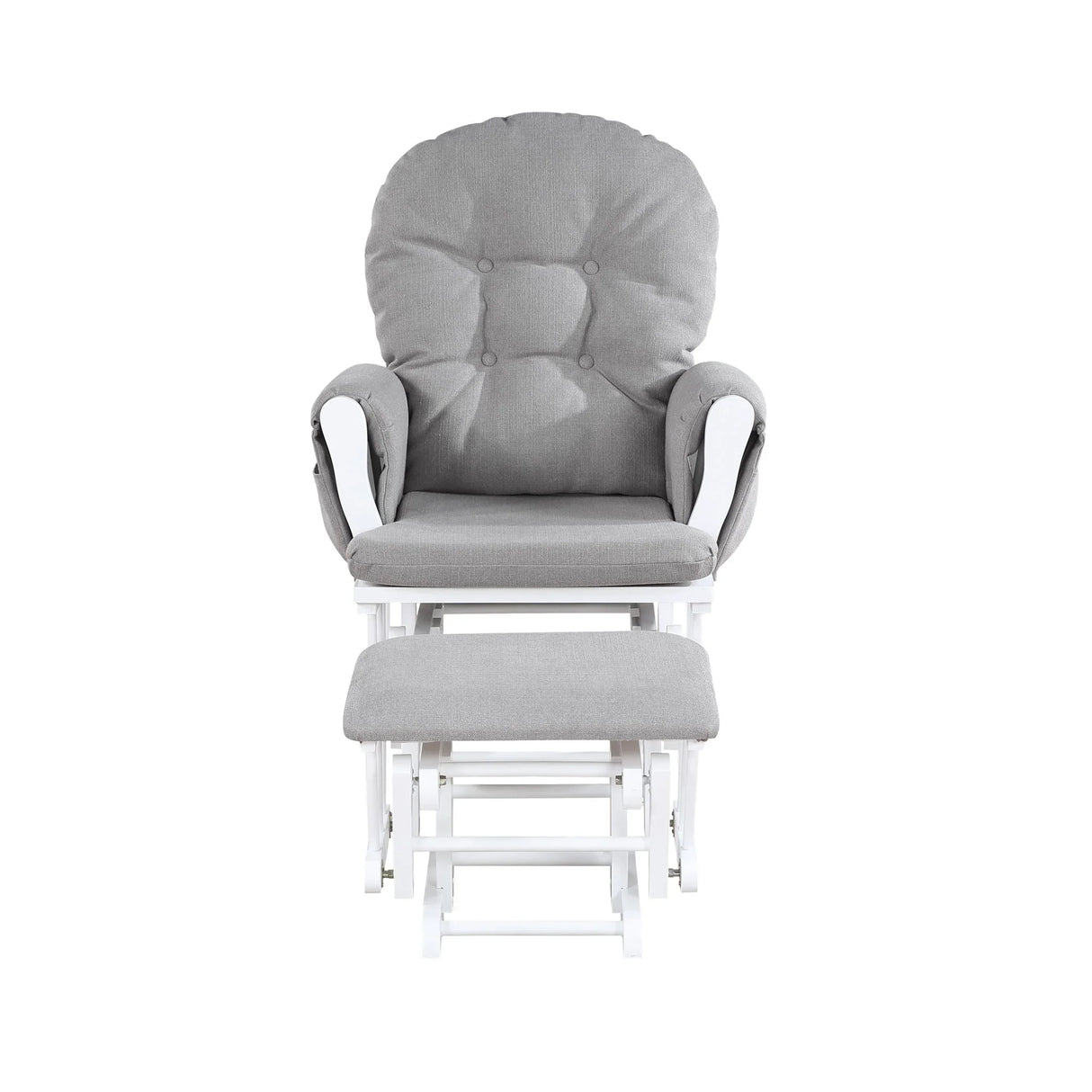 Mason - Glider And Ottoman White Wood - Furniture Home Direct