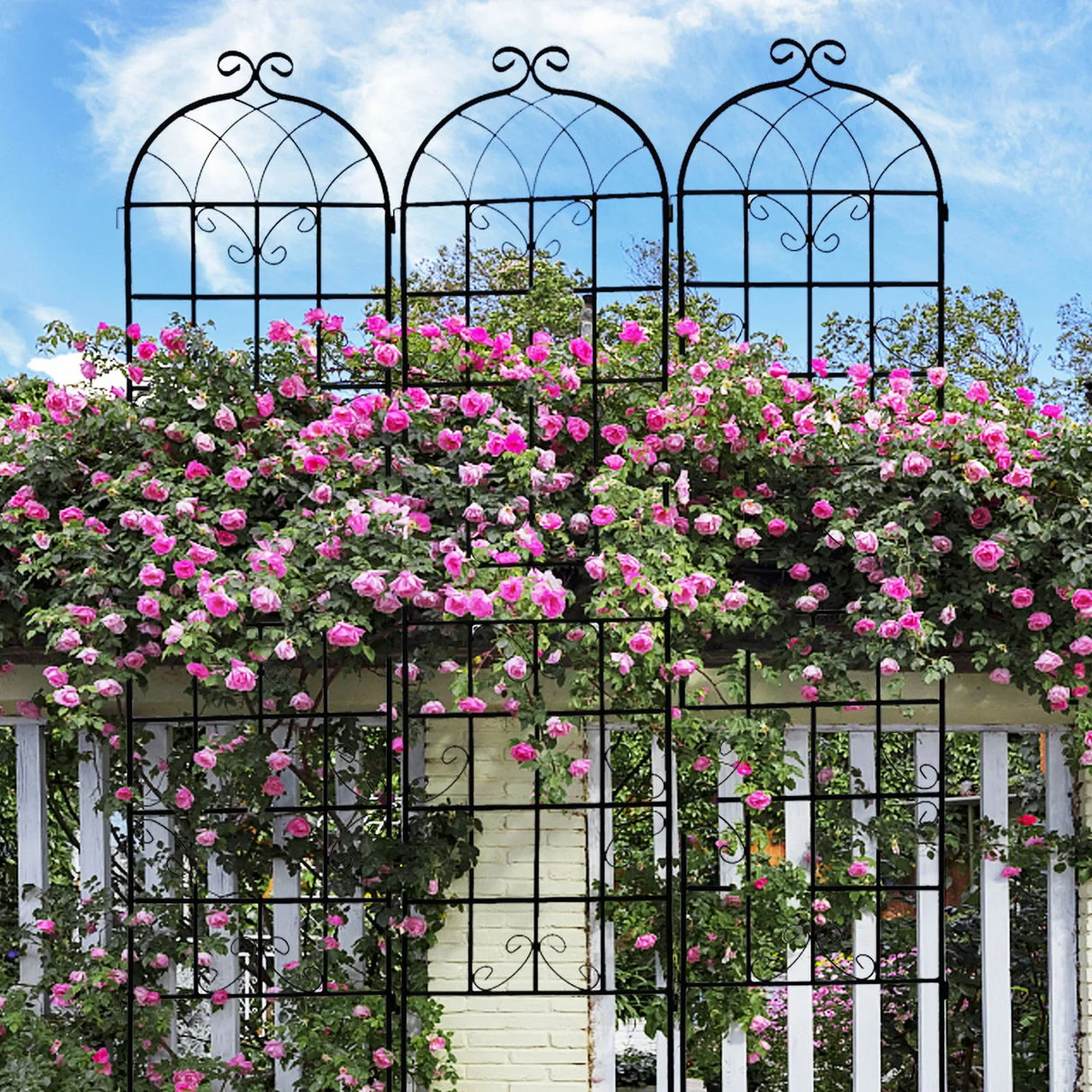 Metal Garden Rustproof Trellis For Climbing Plants Outdoor Flower Support - Furniture Home Direct