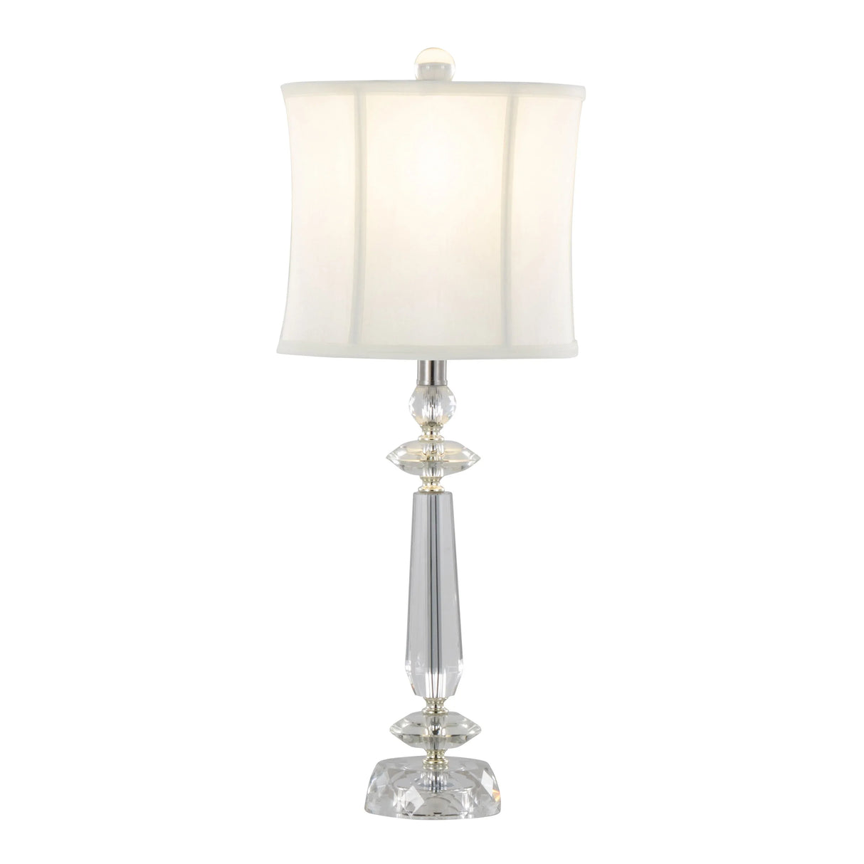 Karat - Contemporary Crystal Table Lamp (Set of 2) - Clear Crystal / Chrome / White Softback - Furniture Home Direct