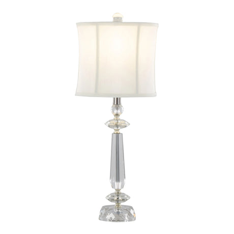Karat - Contemporary Crystal Table Lamp (Set of 2) - Clear Crystal / Chrome / White Softback - Furniture Home Direct
