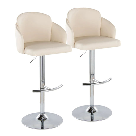 Dahlia - Contemporary Adjustable Barstool With Swivel With Rounded T Footrest (Set of 2) - Furniture Home Direct