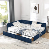 Mid-Century Storage Upholstered Tufted Bed Frame With Backrest And Armrests - Furniture Home Direct