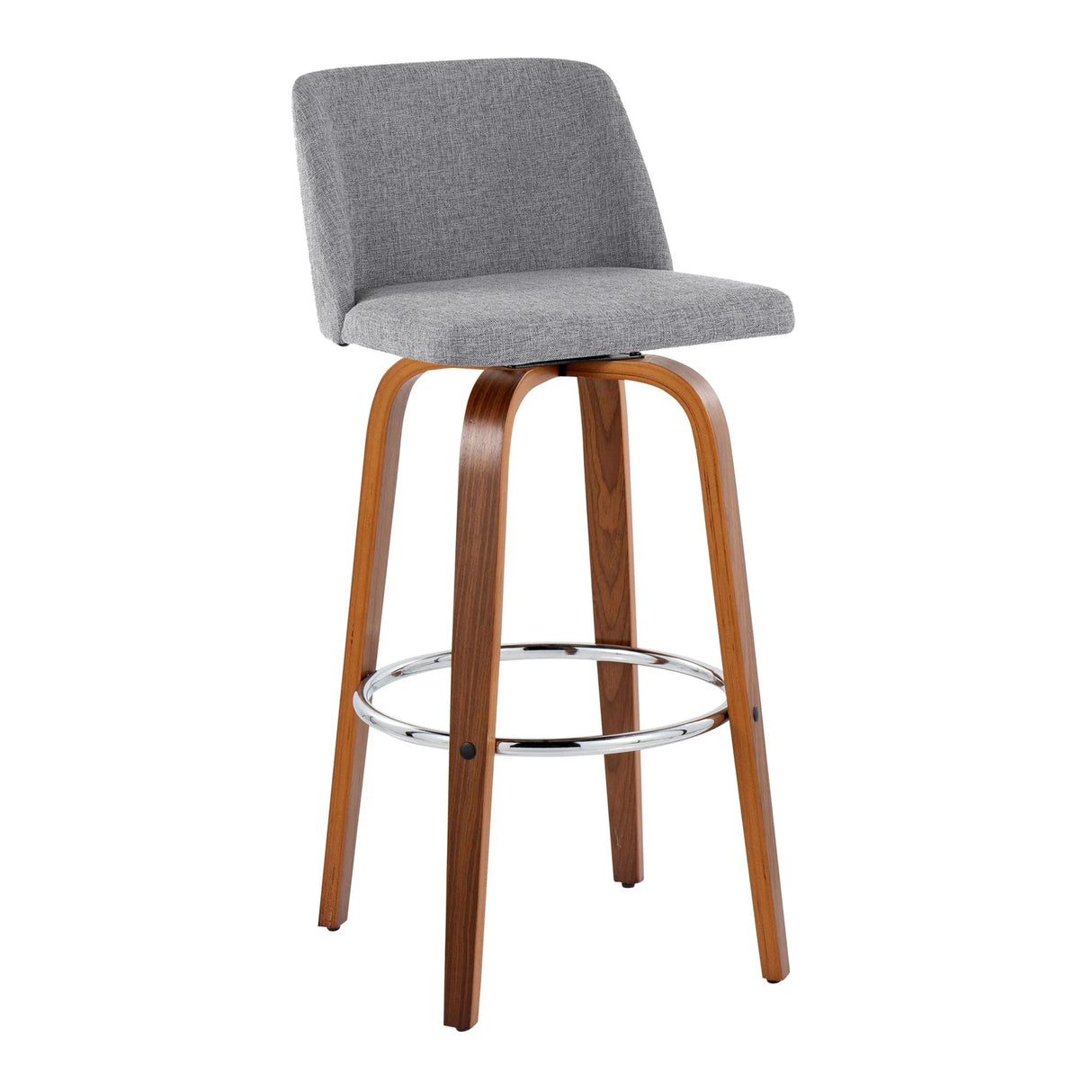 Toriano - Mid Century Modern Fixed Height, Barstool With Swivel With Round Footrest (Set of 2) - Furniture Home Direct