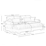 Modern Sectional Sofa With Ottoman, Round Bolster Armrests, Waist And Throw Pillows - Furniture Home Direct