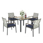 5 Piece Patio Dining Table Set, Acacia Wood Table Top With Umbrella Hole - Furniture Home Direct