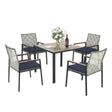 5 Piece Patio Dining Table Set, Acacia Wood Table Top With Umbrella Hole - Furniture Home Direct