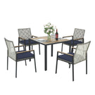 5 Piece Patio Dining Table Set, Acacia Wood Table Top With Umbrella Hole - Furniture Home Direct