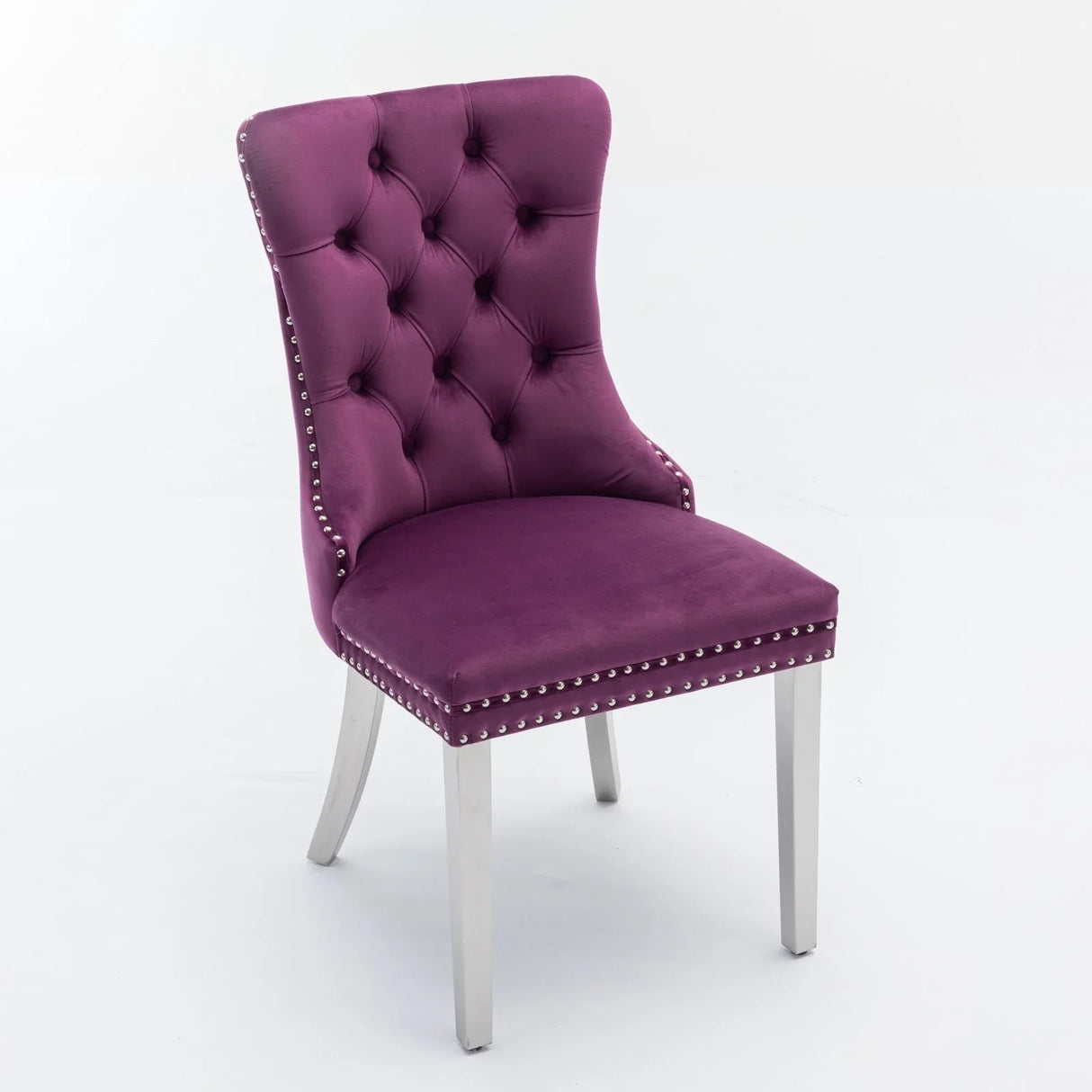 Nikki - Modern, High-End Tufted Solid Wood Contemporary Velvet Upholstered Dining Chair With Chrome Stainless Steel Plating Legs, Nailhead Trim (Set of 2) - Furniture Home Direct