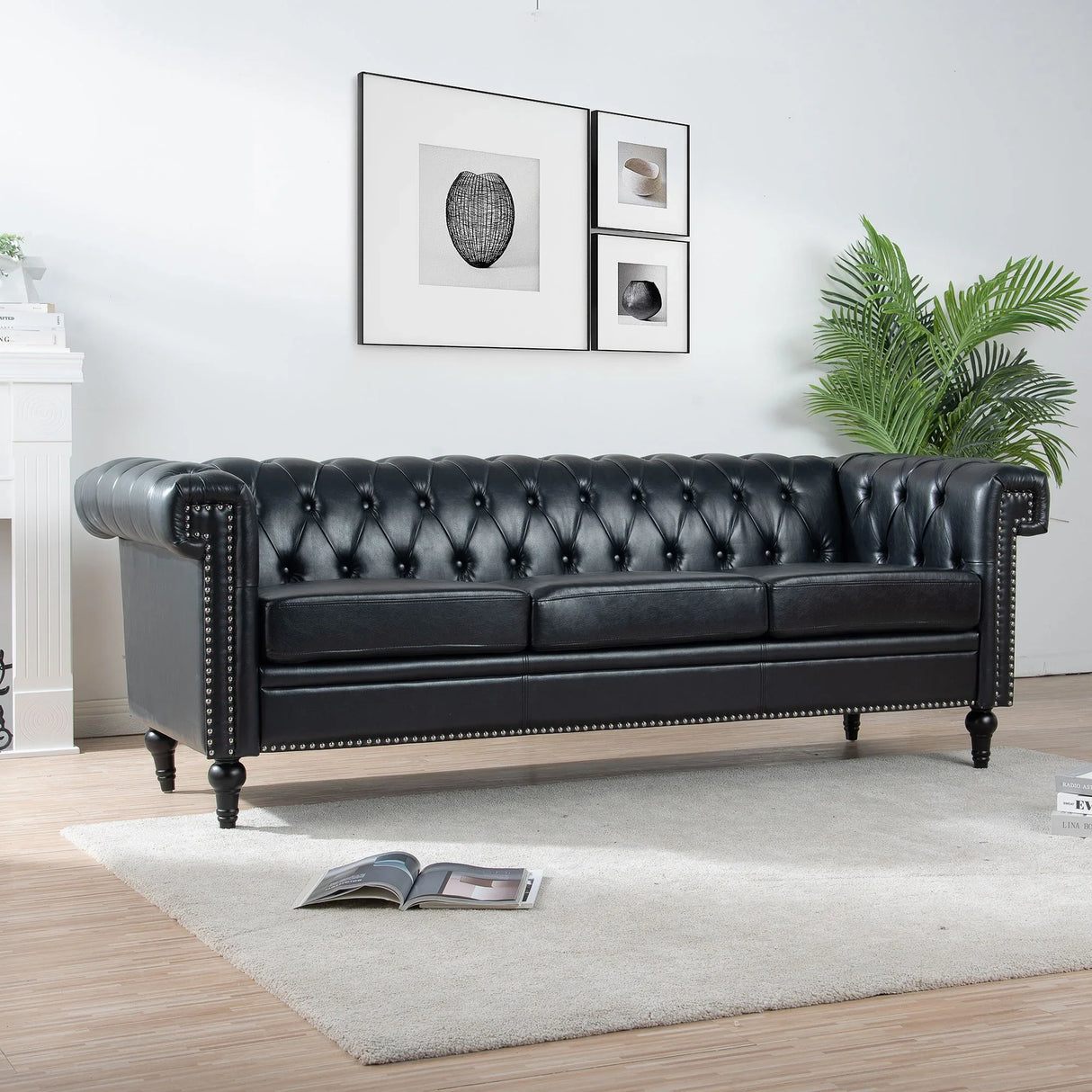 Traditional Square Arm Removable Cushion 3 Seater Sofa - Furniture Home Direct