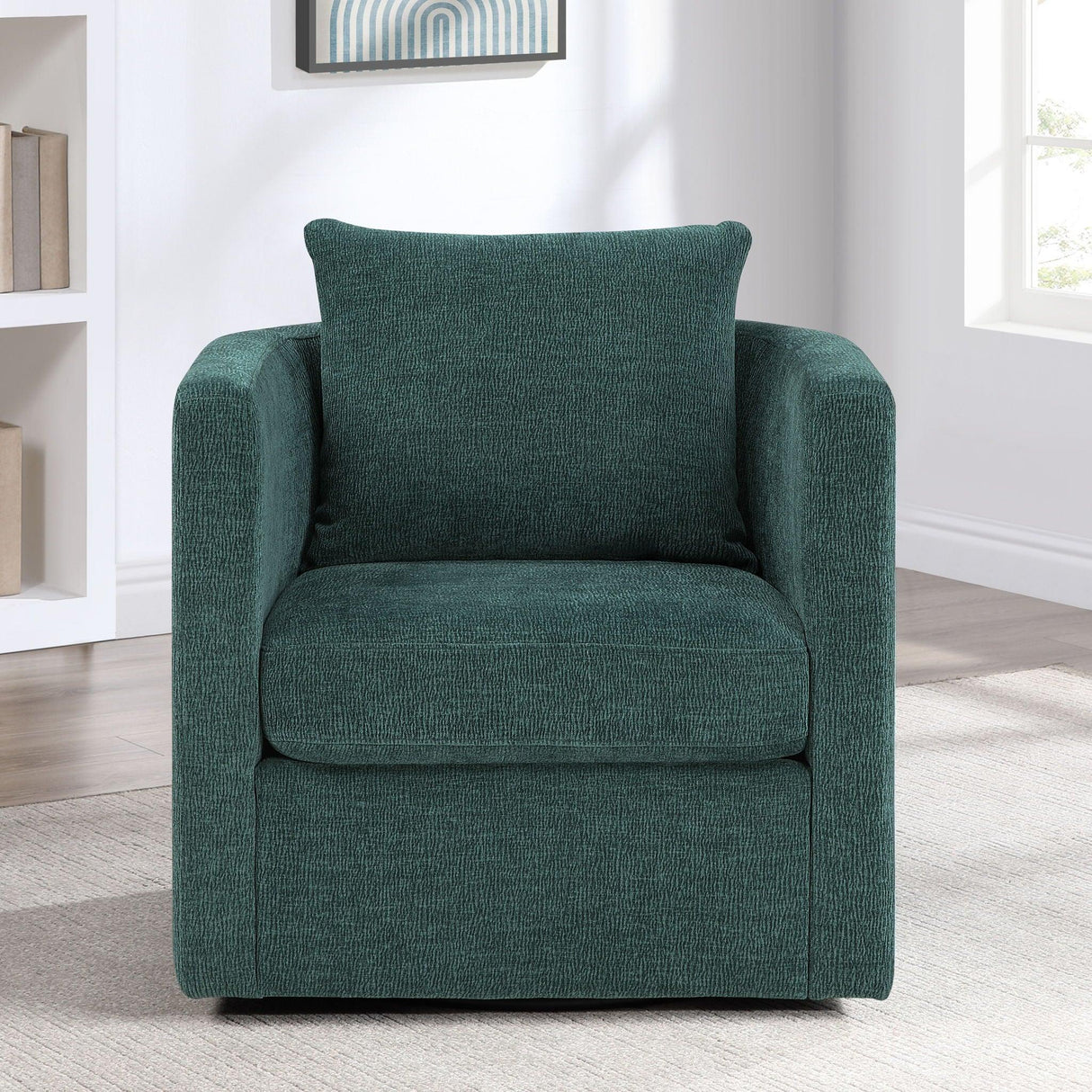 Sutton - Swivel Barrel Chair - Peacock - Furniture Home Direct