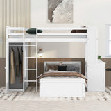 Loft Bed With A Stand Alone Bed, Shelves, Desk, And Wardrobe - Furniture Home Direct