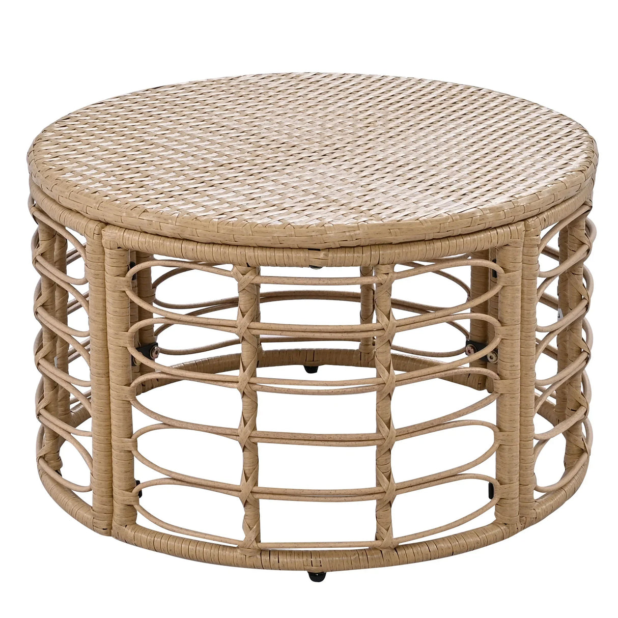 7 Piece Outdoor Patio All-Weather Rattan Sectional Sofa Set With Thick Cushions And Pillows - Beige - Furniture Home Direct