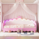 Extending Daybed With LED Lights, Modern Upholstered Princess Daybed With Crown Headboard - Furniture Home Direct