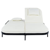 Outdoor Wicker Double Chaise (Black Frame+Beige Cushion) - Furniture Home Direct