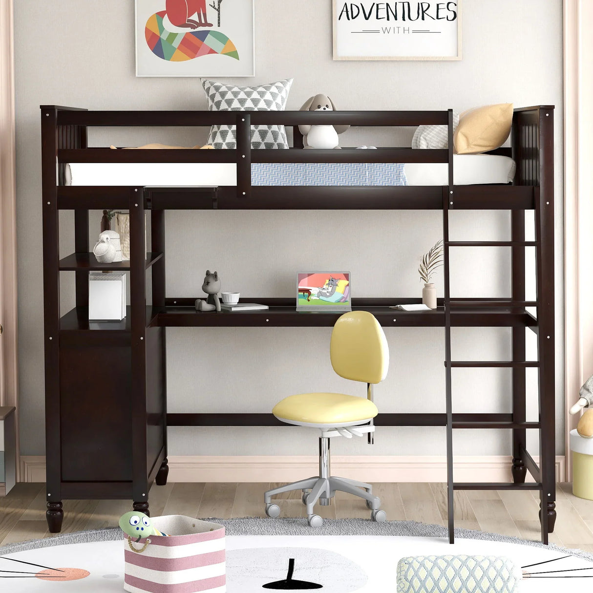 Loft Bed With Drawers With Desk And Shelves - Furniture Home Direct