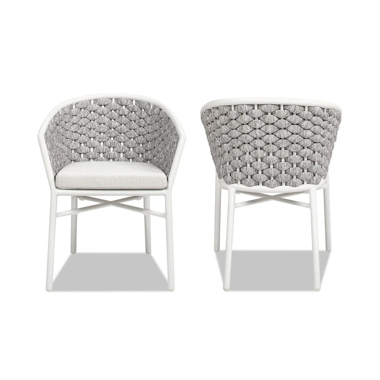 Rowan - Rope Barrel Back Patio Dining Chairs (Set of 2) - Optic White - Furniture Home Direct