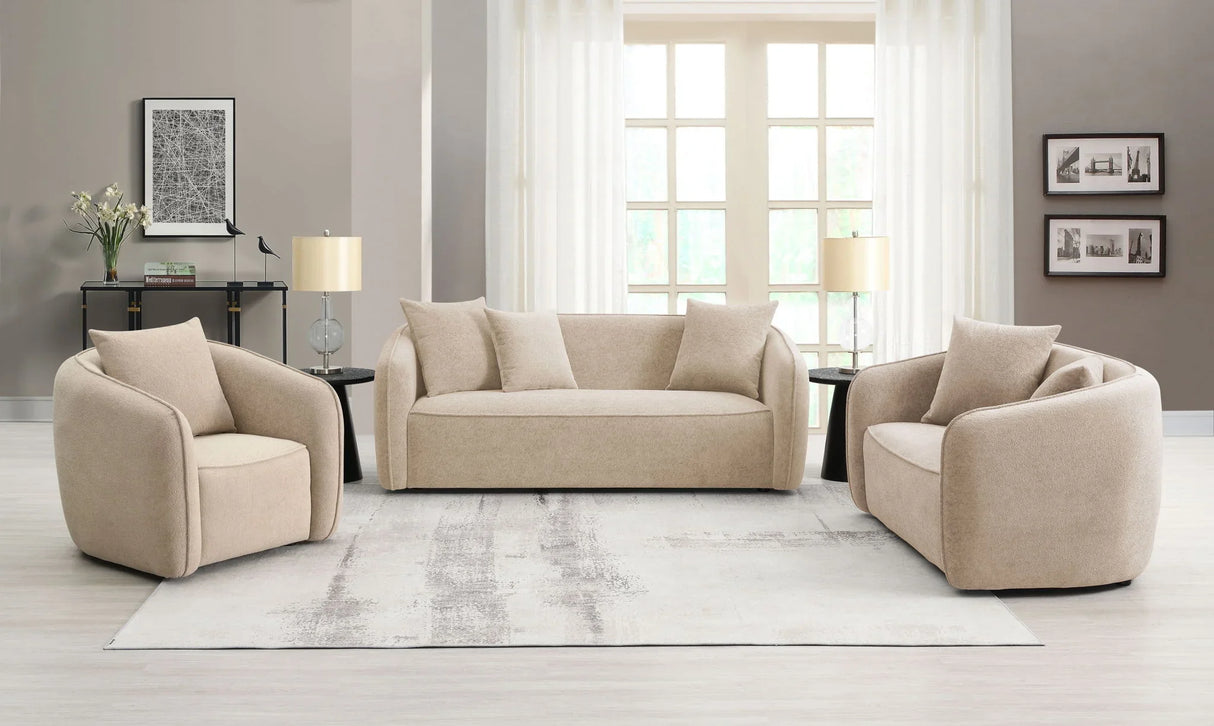 Keith - Chenille 3 Piece Living Room Set (Comes With Matching Color Toss Pillows) - Furniture Home Direct