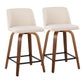 Toriano - Mid Century Modern Fixed Height Counter Stool With Swivel & Square Footrest (Set of 2) - Furniture Home Direct