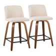 Toriano - Mid Century Modern Fixed Height Counter Stool With Swivel & Square Footrest (Set of 2) - Furniture Home Direct