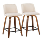 Toriano - Mid Century Modern Fixed Height Counter Stool With Swivel & Square Footrest (Set of 2) - Furniture Home Direct