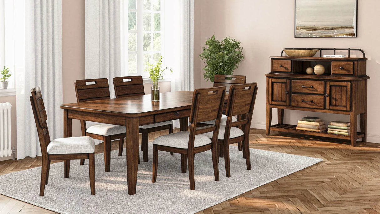 Casual Side Dining Chair Contrasting Upholstered Seat (Set of 2) - Brown - Furniture Home Direct