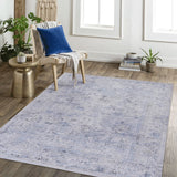 Maval - 4' X 6' Area Rug Washable - Blue / Cream - Furniture Home Direct
