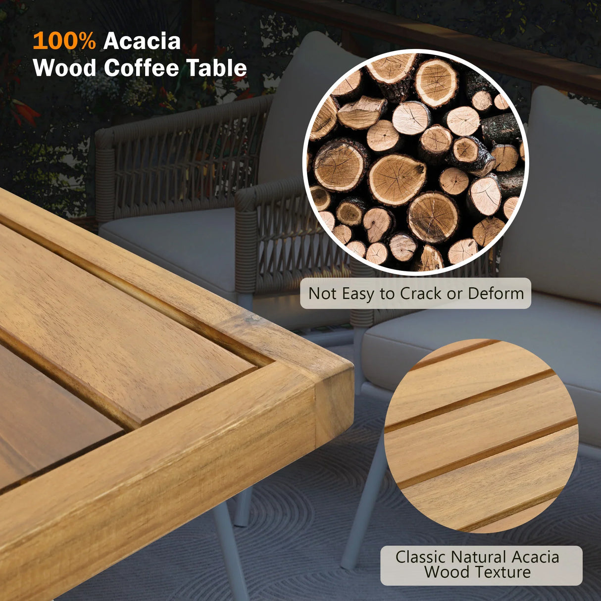 4-Piece Boho Patio Set - Beige - Furniture Home Direct