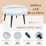 Elegant White Marble Round Coffee Table - Furniture Home Direct