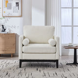 Wide Modern Farmhouse Performance Accent Chair With Legs, Wood Base - Furniture Home Direct