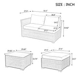 4 Piece Outdoor Sectional Set With Tempered Glass Coffee Table - Blue - Furniture Home Direct