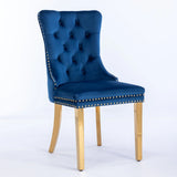 Nikki - Modern, High-End Tufted Solid Wood Contemporary Velvet Upholstered Dining Chair With Golden Stainless Steel Plating Legs, Nailhead Trim (Set of 2) - Furniture Home Direct