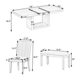 Dining Set Extendable Pedestal Table Bench And Chairs Beige - Furniture Home Direct