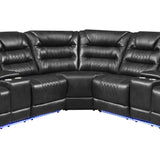 Sectional Sofa Manual Reclining With LED Light Strips Black - Furniture Home Direct