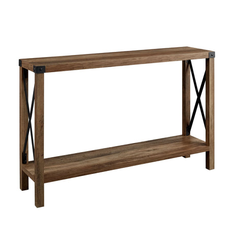 Farmhouse Metal X Table With Lower Shelf - Furniture Home Direct