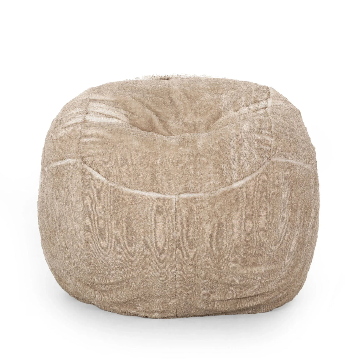 Vida - Modern 5 Foot Rounded Bean Bag - Snow White / Beige - Furniture Home Direct