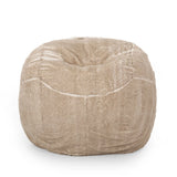 Vida - Modern 5 Foot Rounded Bean Bag - Snow White / Beige - Furniture Home Direct