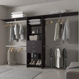 Closet System Modular with Hanging Rods Drawers Dark Brown - Furniture Home Direct